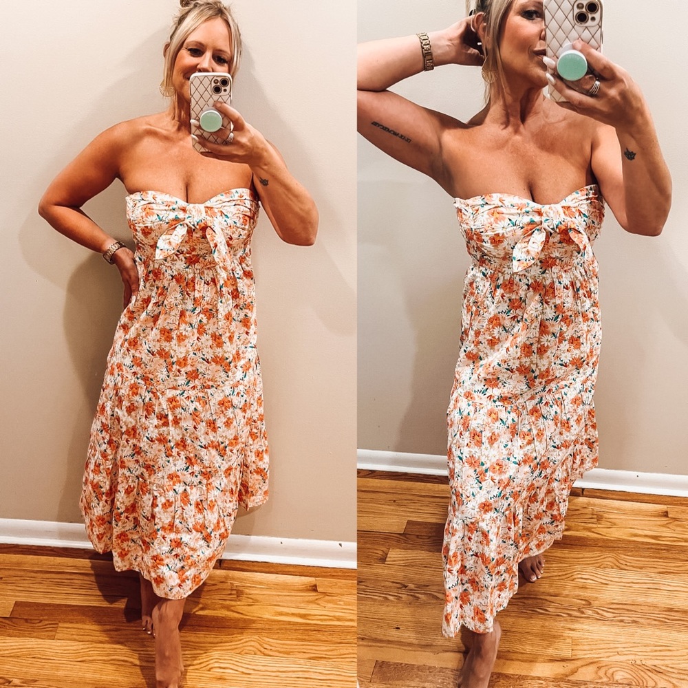 Beachy Floral Strapless Dress